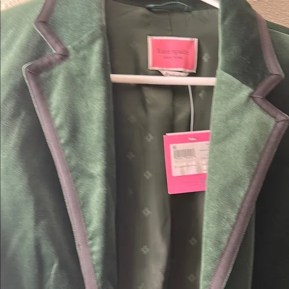 Kate Spade Green Velvet Blazer Classic Suit Jacket - Picture 6 of 11